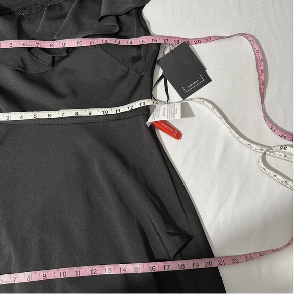 NWT $398 IEENA Mac Duggal [ 4 ] Asymmetric Beaded A-Line Gown‎ in Black #G1466 - Picture 15 of 16